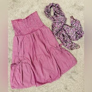 Pink Women's Dress/Skirt and Scarf